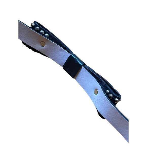 B-LOW THE BELT Black Leather Studded Bow Waistband Belt Size XS - Picture 4 of 10